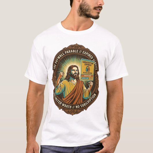 Jesus Verlopen Software Abonnement Betaalmuur Tech T-shirt (Voorkant)