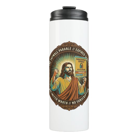Jesus Verlopen Software Abonnement Betaalmuur Tech Thermosbeker (Voorkant)
