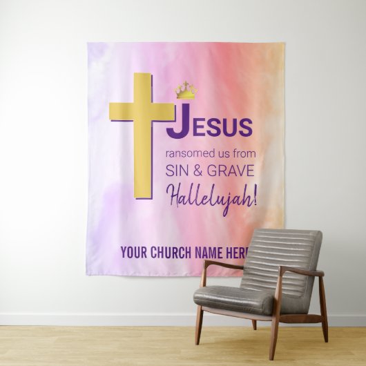JESUS VERLOSTE ONS CHRISTELIJK PAASFEES WANDKLEED (In situ)