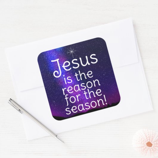 Jesus Vierkante Sticker (Envelop)