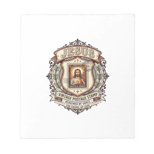Jesus Vintage Postzegel Jesus Vintage Postzegel Notitieblok