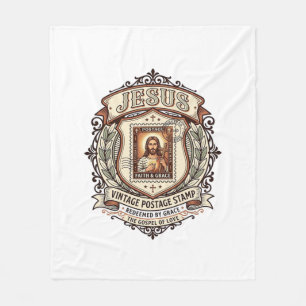 Jesus Vintage Postzegel Jezus Vintage Postzegel Fleece Deken