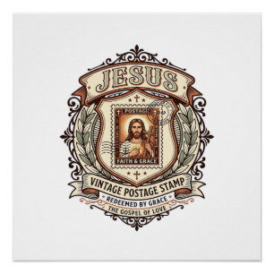 Jesus Vintage Postzegel Jezus Vintage Postzegel Perfect Poster