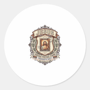Jesus Vintage Postzegel Jezus Vintage Postzegel Ronde Sticker