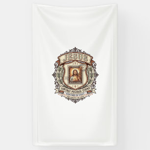 Jesus Vintage Postzegel Jezus Vintage Postzegel Spandoek