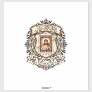Jesus Vintage Postzegel Jezus Vintage Postzegel  Sticker