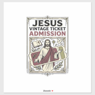 Jesus Vintage Ticket Toegang Jesus Vintage Ticke Sticker