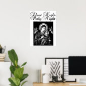 Jesus Virgin Mary Silent Night Kerstkunst Poster (Thuiskantoor)