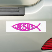 Jesus Vis (Bumper Sticker Roze) (Op auto)