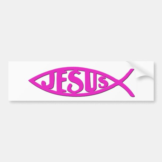 Jesus Vis (Bumper Sticker Roze) (Voorkant)