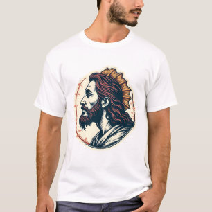 Jesus Vis Embleem Vintage Gravure T-shirt 2