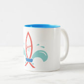 Jesus Vis Fleur De Lis Tweekleurige Koffiemok (Voorkant rechts)