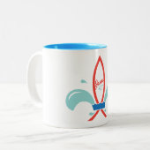 Jesus Vis Fleur De Lis Tweekleurige Koffiemok (Voorkant links)