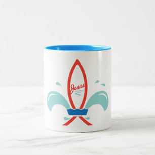 Jesus Vis Fleur De Lis Tweekleurige Koffiemok