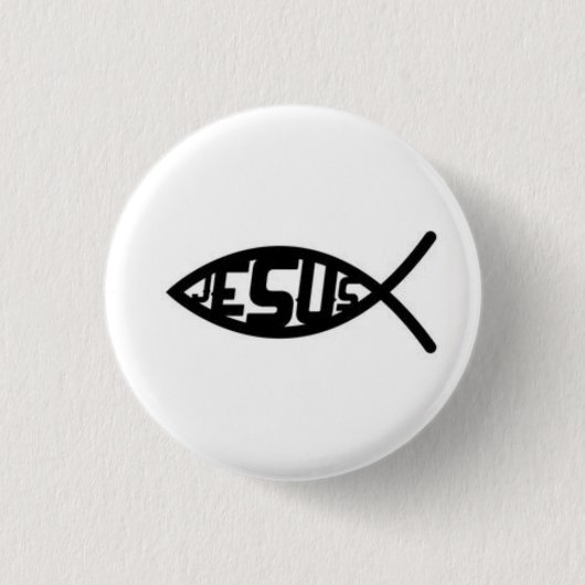 Jesus Vis Symbool Knop Ronde Button 3,2 Cm (Voorkant)