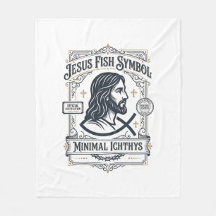 Jesus Vis Symbool Minimaal Ichthys Jezus Vis Minim Fleece Deken