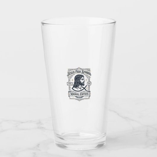Jesus Vis Symbool Minimaal Ichthys Jezus Vis Minim Glas (Voorkant)