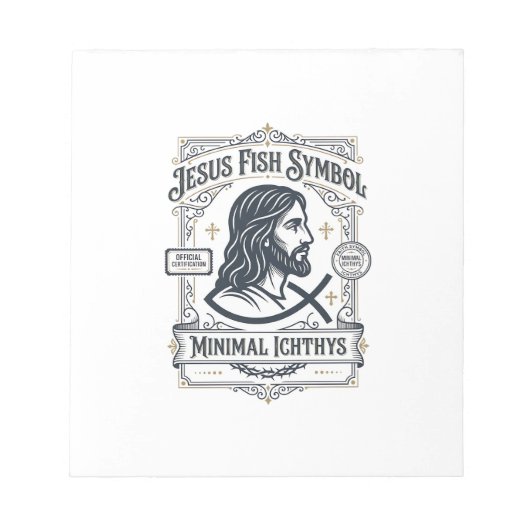 Jesus Vis Symbool Minimaal Ichthys Jezus Vis Minim Notitieblok (Voorkant)