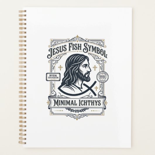 Jesus Vis Symbool Minimaal Ichthys Jezus Vis Minim Planner (Voorkant)