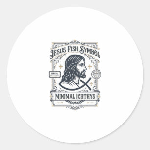 Jesus Vis Symbool Minimaal Ichthys Jezus Vis Minim Ronde Sticker
