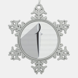 Jesus Vis Zwaard en Schaduw Tin Sneeuwvlok Ornament