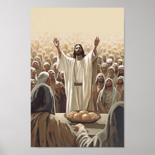 Jesus voedt het 5000 Poster Christelijke wanddecor