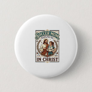 Jesus Volleybal Softbal Voetbal Vintage T-shirt Ch Ronde Button 5,7 Cm