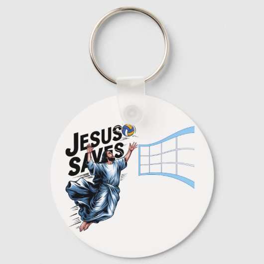 Jesus Volleyball redt Christelijk geloof Sleutelhanger (Voorkant)