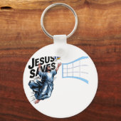 Jesus Volleyball redt Christelijk geloof Sleutelhanger (Achterkant)