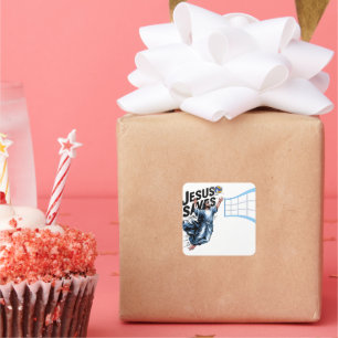 Jesus Volleyball redt Christelijk geloof Vierkante Sticker