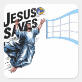 Jesus Volleyball redt Christelijk geloof Vierkante Sticker (Voorkant)