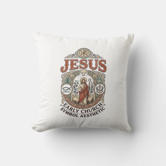 Jesus vroeg christelijk symbool esthetisch Jesus v Kussen (Voorkant)