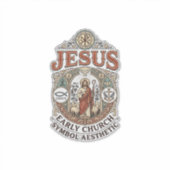 Jesus vroeg christelijk symbool esthetisch Jesus v Sticker (Voorkant)