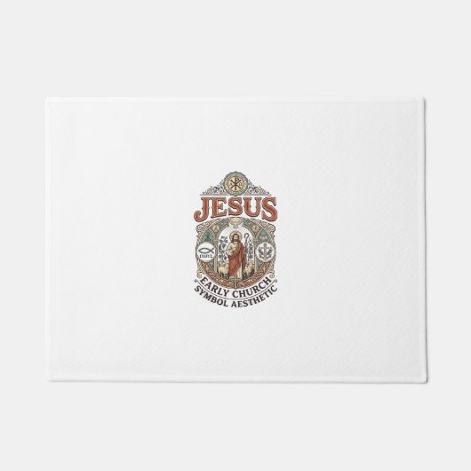 Jesus Vroegkerkelijk Symbool Esthetisch Jezus Vroe Deurmat (Voorkant)