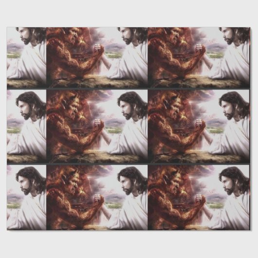 JESUS VS de DEVIL Cadeaupapier (Vlak)