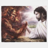 JESUS VS de DEVIL Fleece Deken (Voorkant (Horizontaal))