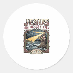 Jesus Vuurtorenwachter Jezus Vuurtorenwachter Ch Ronde Sticker