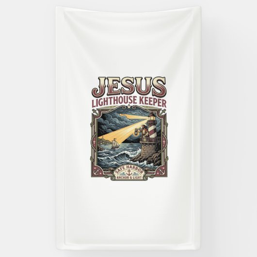 Jesus Vuurtorenwachter Jezus Vuurtorenwachter Ch Spandoek (Verticaal)