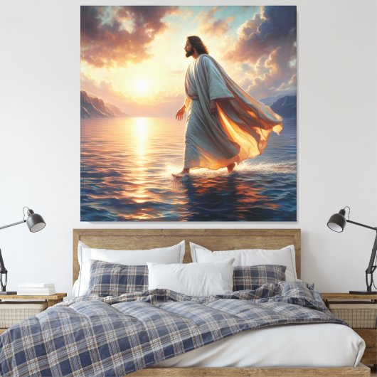 Jesus Walking on Water Canvas Print Afbeelding (Insitu (Slaapkamer))