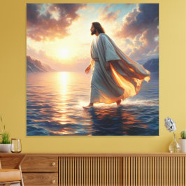 Jesus Walking on Water Canvas Print Afbeelding