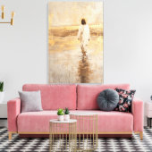 Jesus walks on the water in white clothes canvas afdruk (Insitu (Woonkamer))