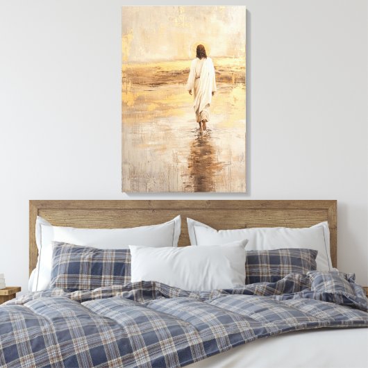Jesus walks on the water in white clothes canvas afdruk (Insitu (Slaapkamer))