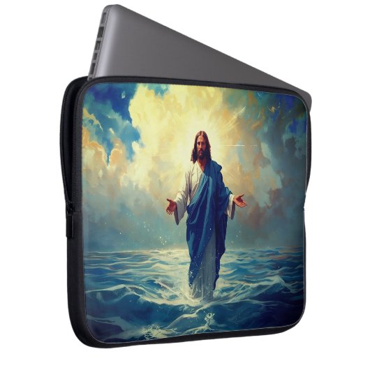 Jesus Walks on Water Laptop Case (Voorkant Rechts)