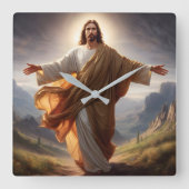 Jesus Wall Clock Vierkante Klok (Voorkant)