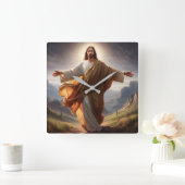 Jesus Wall Clock Vierkante Klok (Huis)