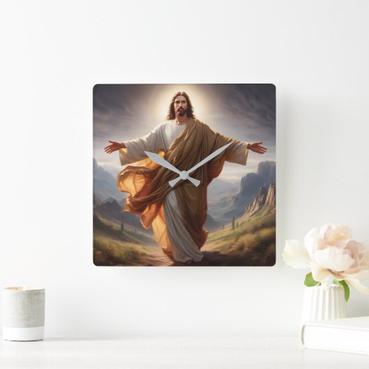 Jesus Wall Clock Vierkante Klok (Huis)
