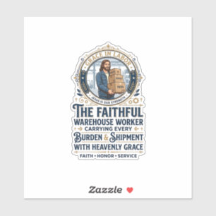 Jesus Warehouse Logistiek Grafisch T-shirt Christe Sticker