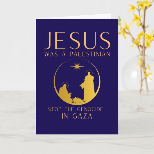 Jesus Was A Palestinian Christmas Custom Message Kaart (Gele Bloem)