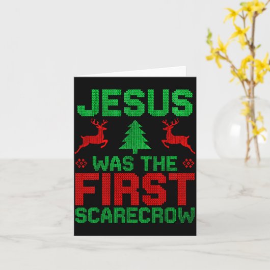 Jesus Was The First-ecrow Reindeer Ugly Sweater Xm Kaart (Gele Bloem)