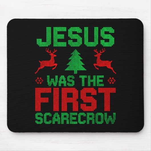 Jesus Was The First-ecrow Reindeer Ugly Sweater Xm Muismat (Voorkant)